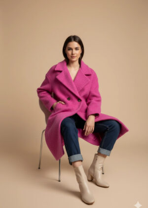Women's Textured Double-Breasted Coat Lagenlook