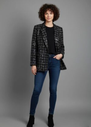 Black Tweed Sequin Blazer