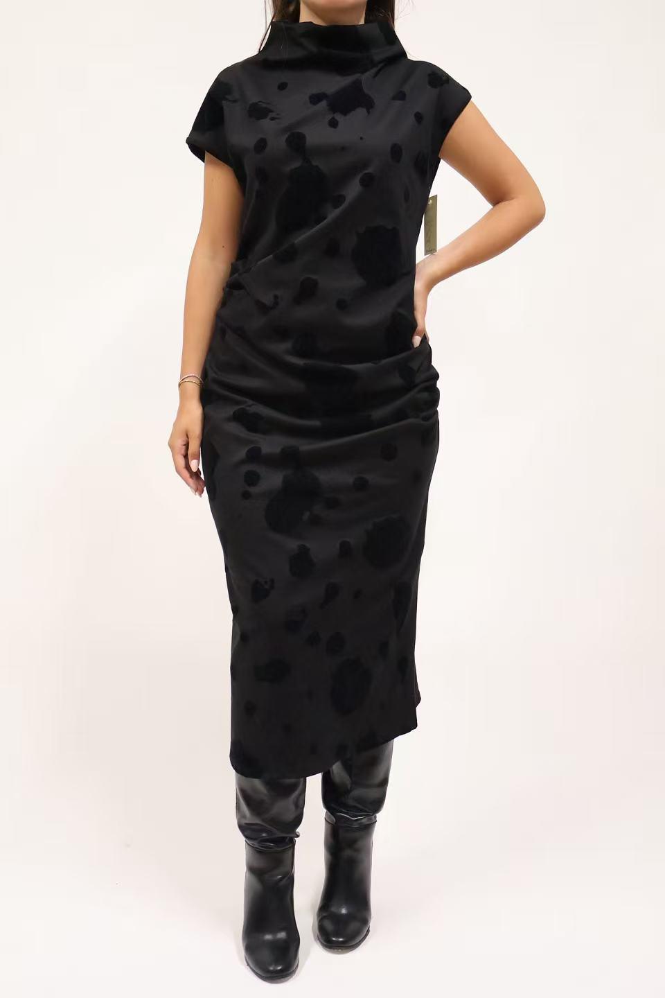 Statement Abstract Print Midi Dress ?C High Neck - Image 2