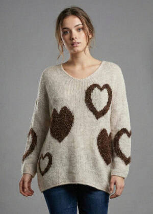 Made in Italy Wool Slouch Heart Jumper
