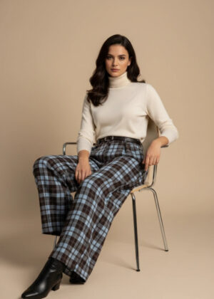 Brushed Cotton Plaid Palazzo Pants