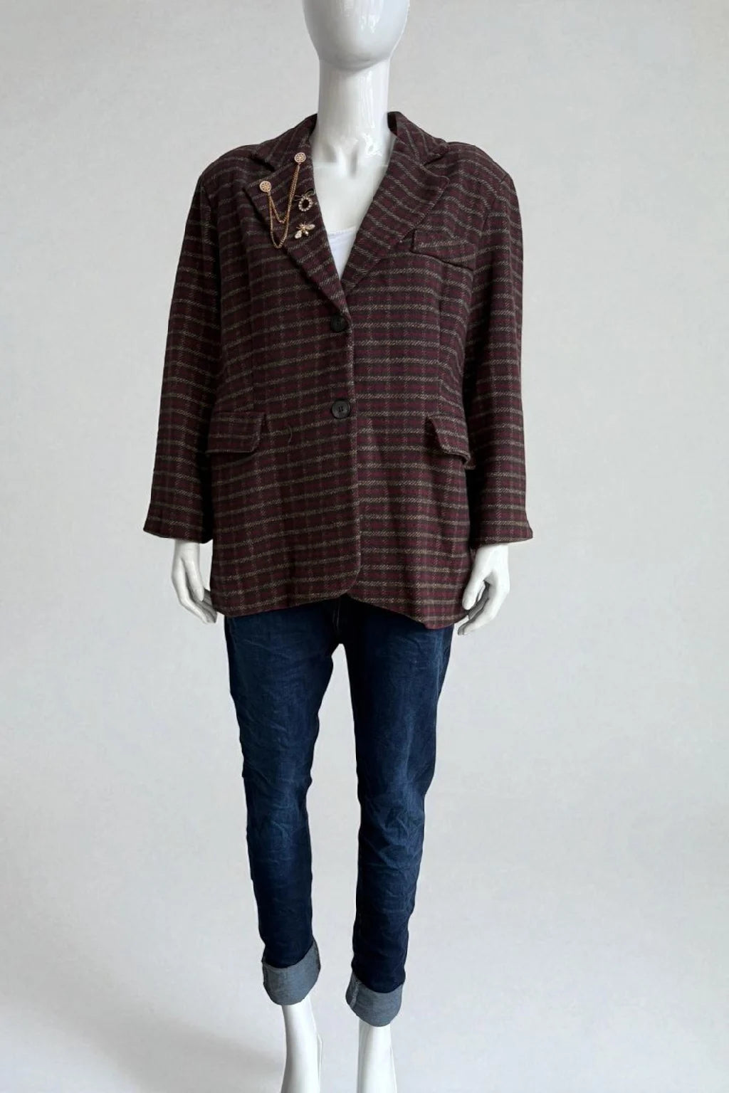 Made in Italy Wool Plaid Blazer - Image 4