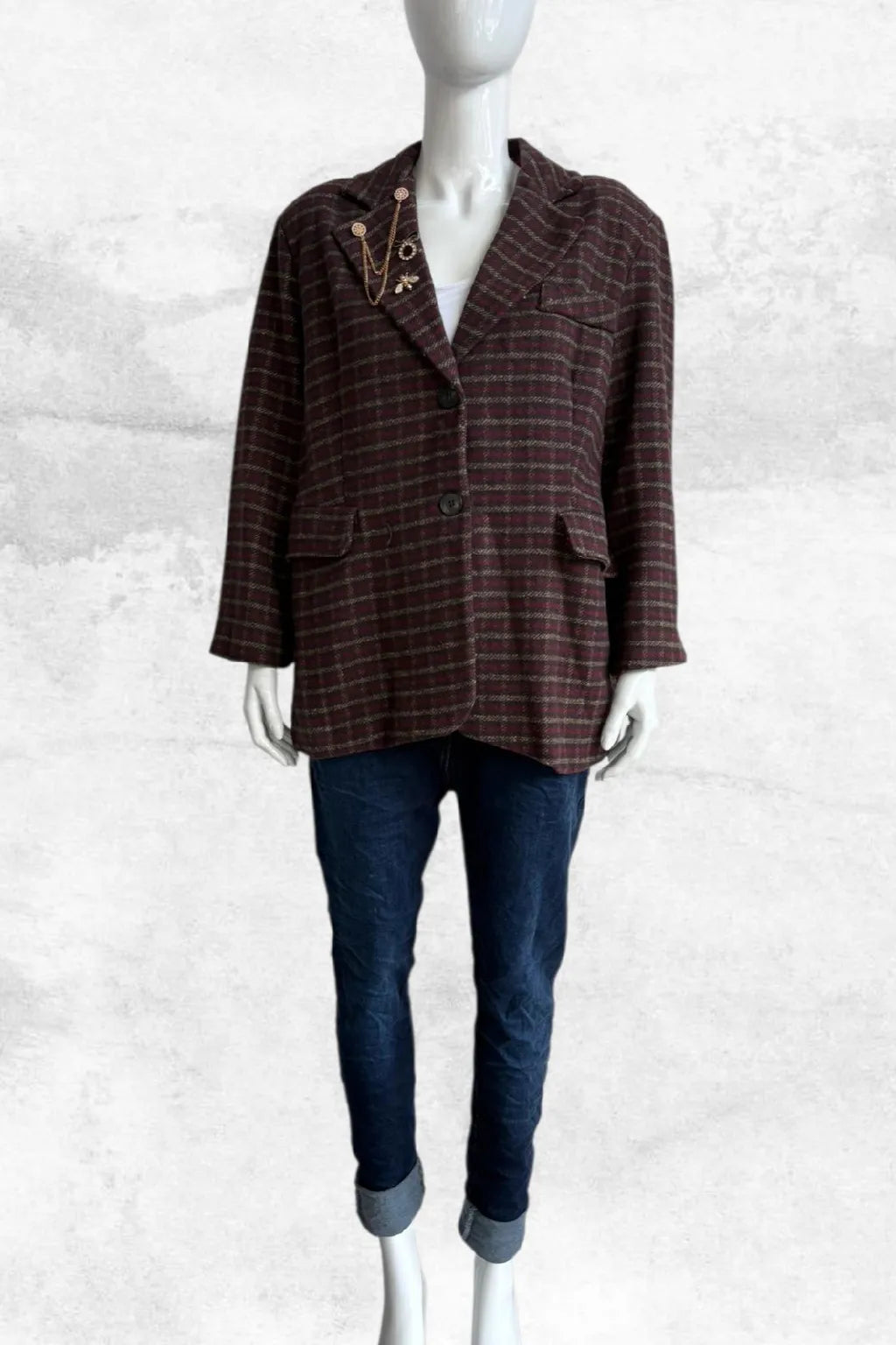 Made in Italy Wool Plaid Blazer - Image 3